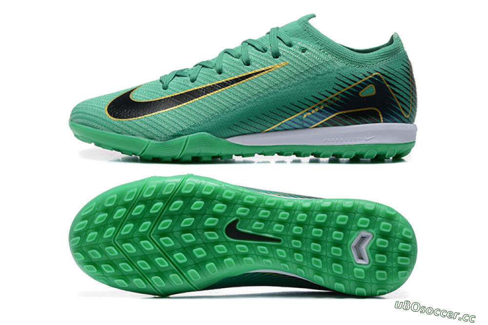 Men's Nike Air Zoom Mercurial Vapor 16 Elite TF Artificial Turf Low-Tops Football Shoes - Green/Black/Gold 1