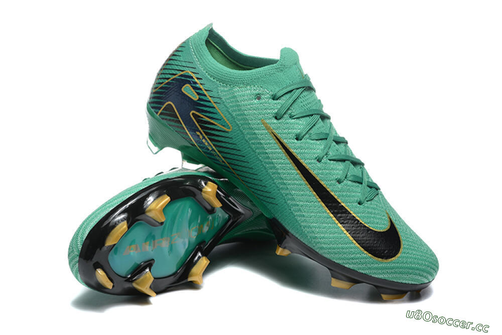 Men's Nike Air Zoom Mercurial Vapor 16 Elite FG Firm Ground Low-Tops Football Boots - Green/Black/Gold 4