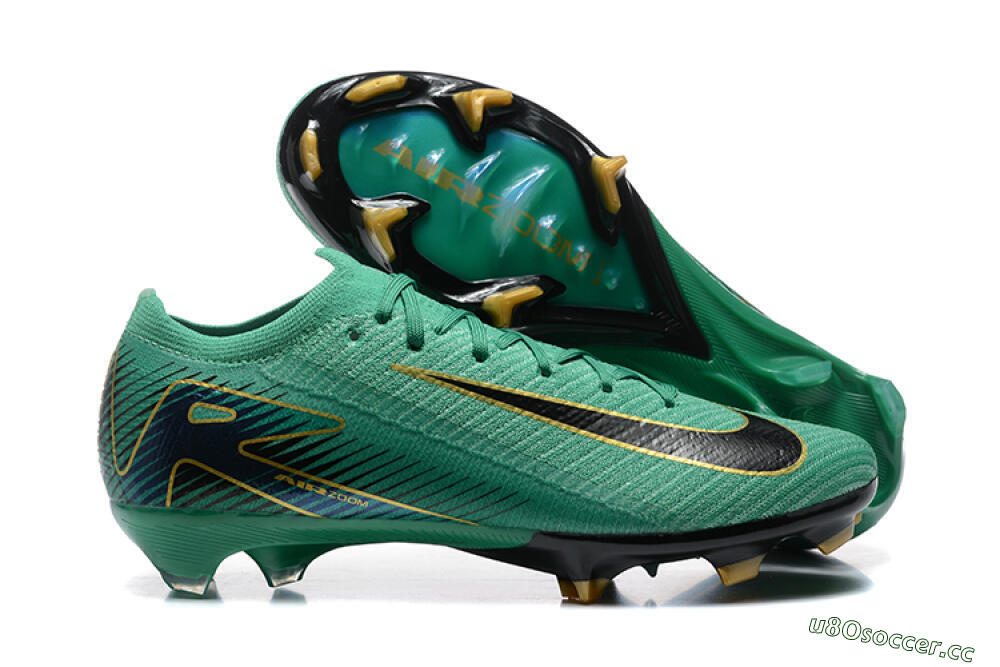 Men's Nike Air Zoom Mercurial Vapor 16 Elite FG Firm Ground Low-Tops Football Boots - Green/Black/Gold 2