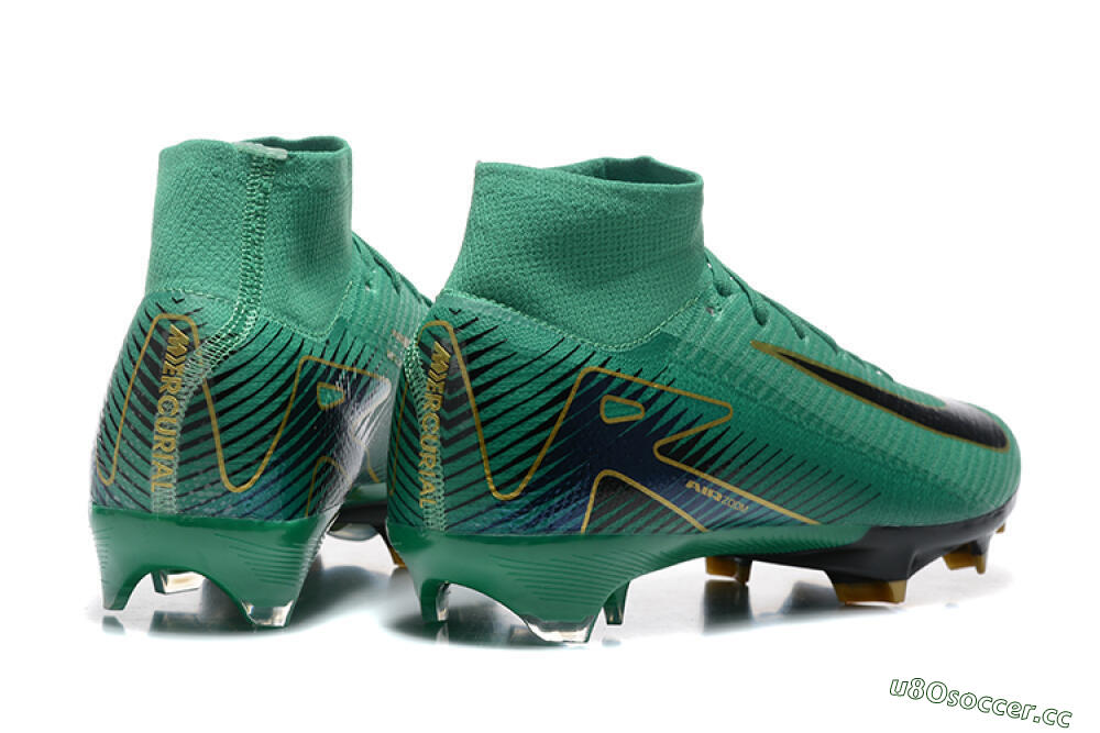 Men's Nike Air Zoom Mercurial Superfly 10 Elite FG Firm Ground High-Tops Football Boots - Green/Gold/White 9