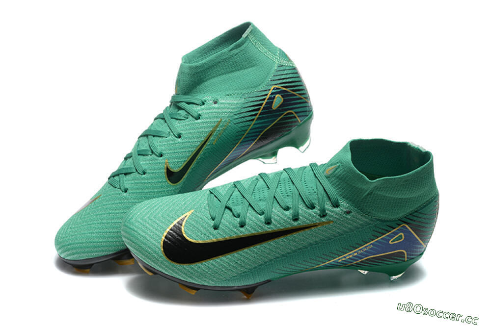 Men's Nike Air Zoom Mercurial Superfly 10 Elite FG Firm Ground High-Tops Football Boots - Green/Gold/White 6