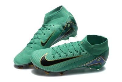 Men's Nike Air Zoom Mercurial Superfly 10 Elite FG Firm Ground High-Tops Football Boots - Green/Gold/White