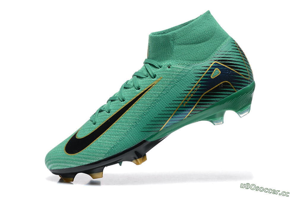 Men's Nike Air Zoom Mercurial Superfly 10 Elite FG Firm Ground High-Tops Football Boots - Green/Gold/White 8