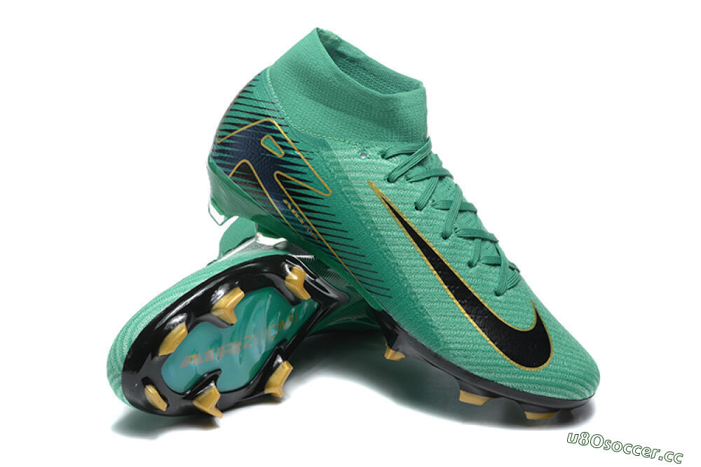 Men's Nike Air Zoom Mercurial Superfly 10 Elite FG Firm Ground High-Tops Football Boots - Green/Gold/White 4