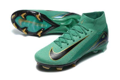 Men's Nike Air Zoom Mercurial Superfly 10 Elite FG Firm Ground High-Tops Football Boots - Green/Gold/White