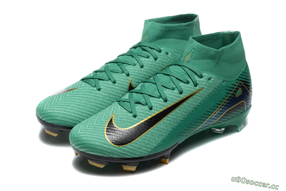Men's Nike Air Zoom Mercurial Superfly 10 Elite FG Firm Ground High-Tops Football Boots - Green/Gold/White 5