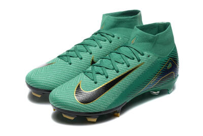 Men's Nike Air Zoom Mercurial Superfly 10 Elite FG Firm Ground High-Tops Football Boots - Green/Gold/White