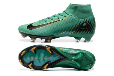 Men's Nike Air Zoom Mercurial Superfly 10 Elite FG Firm Ground High-Tops Football Boots - Green/Gold/White
