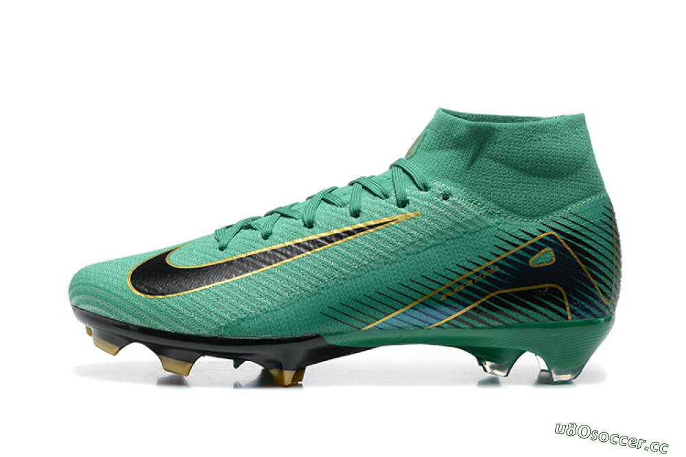 Men's Nike Air Zoom Mercurial Superfly 10 Elite FG Firm Ground High-Tops Football Boots - Green/Gold/White 0