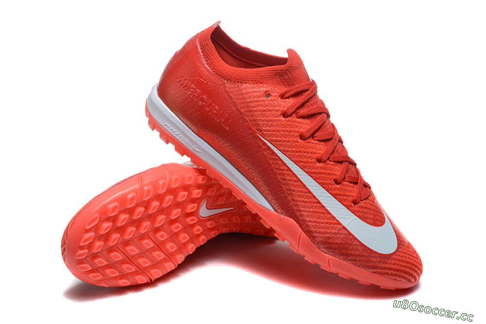Men's Nike Air Zoom Mercurial Vapor 16 Elite TF Artificial Turf Low-Tops Football Shoes - Red/White 4