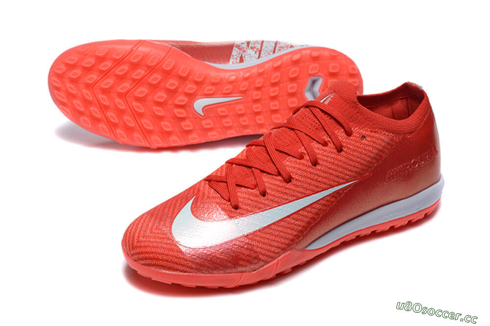 Men's Nike Air Zoom Mercurial Vapor 16 Elite TF Artificial Turf Low-Tops Football Shoes - Red/White 3