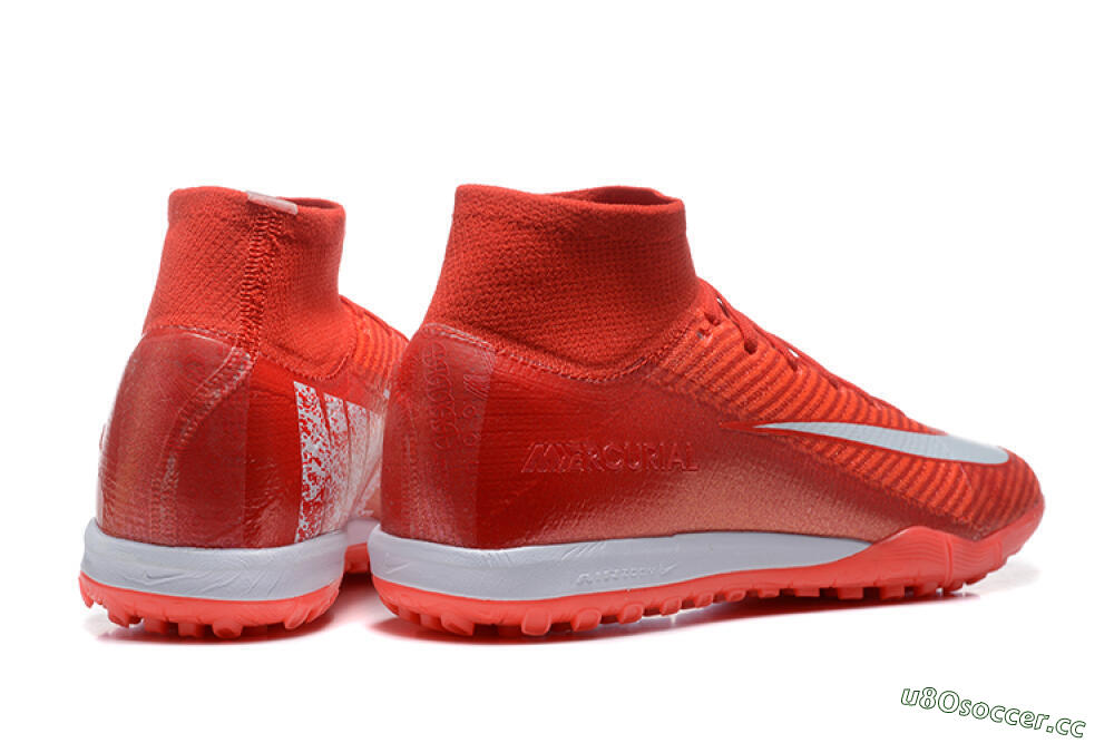 Men's Nike Air Zoom Mercurial Superfly 10 Elite TF Artificial Turf High-Tops Football Shoes - Red/White 9