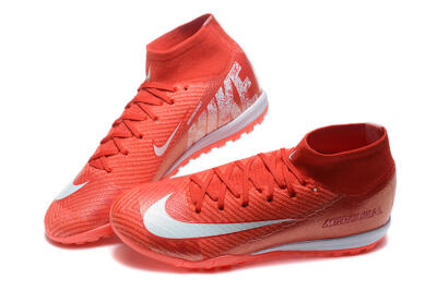 Men's Nike Air Zoom Mercurial Superfly 10 Elite TF Artificial Turf High-Tops Football Shoes - Red/White