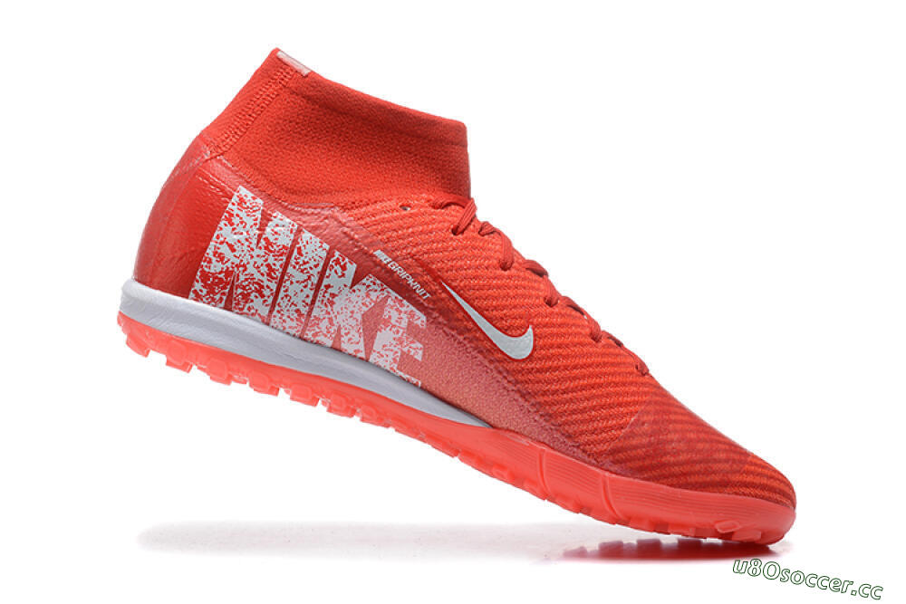 Men's Nike Air Zoom Mercurial Superfly 10 Elite TF Artificial Turf High-Tops Football Shoes - Red/White 7