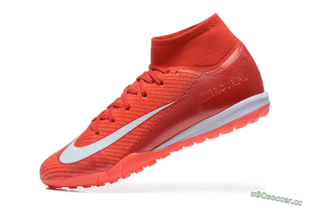 Men's Nike Air Zoom Mercurial Superfly 10 Elite TF Artificial Turf High-Tops Football Shoes - Red/White 8