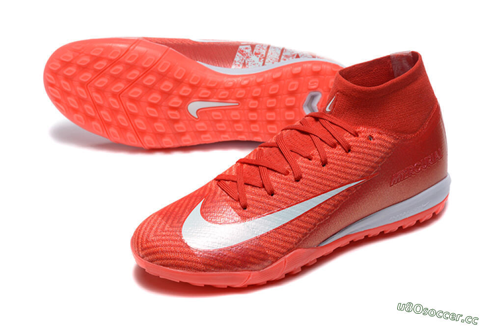 Men's Nike Air Zoom Mercurial Superfly 10 Elite TF Artificial Turf High-Tops Football Shoes - Red/White 3