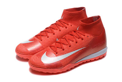 Men's Nike Air Zoom Mercurial Superfly 10 Elite TF Artificial Turf High-Tops Football Shoes - Red/White