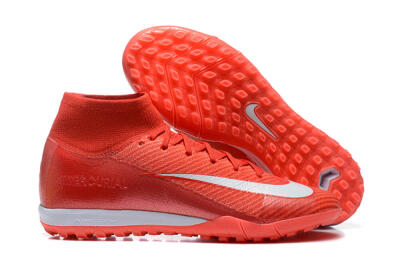 Men's Nike Air Zoom Mercurial Superfly 10 Elite TF Artificial Turf High-Tops Football Shoes - Red/White