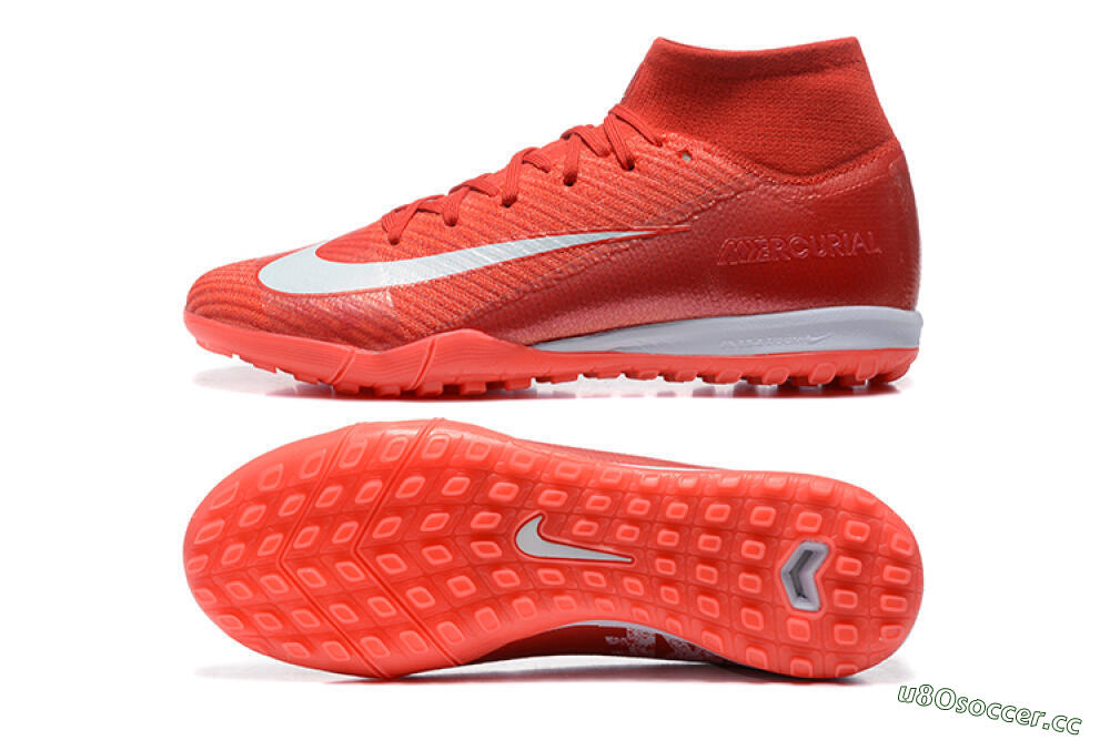 Men's Nike Air Zoom Mercurial Superfly 10 Elite TF Artificial Turf High-Tops Football Shoes - Red/White 1