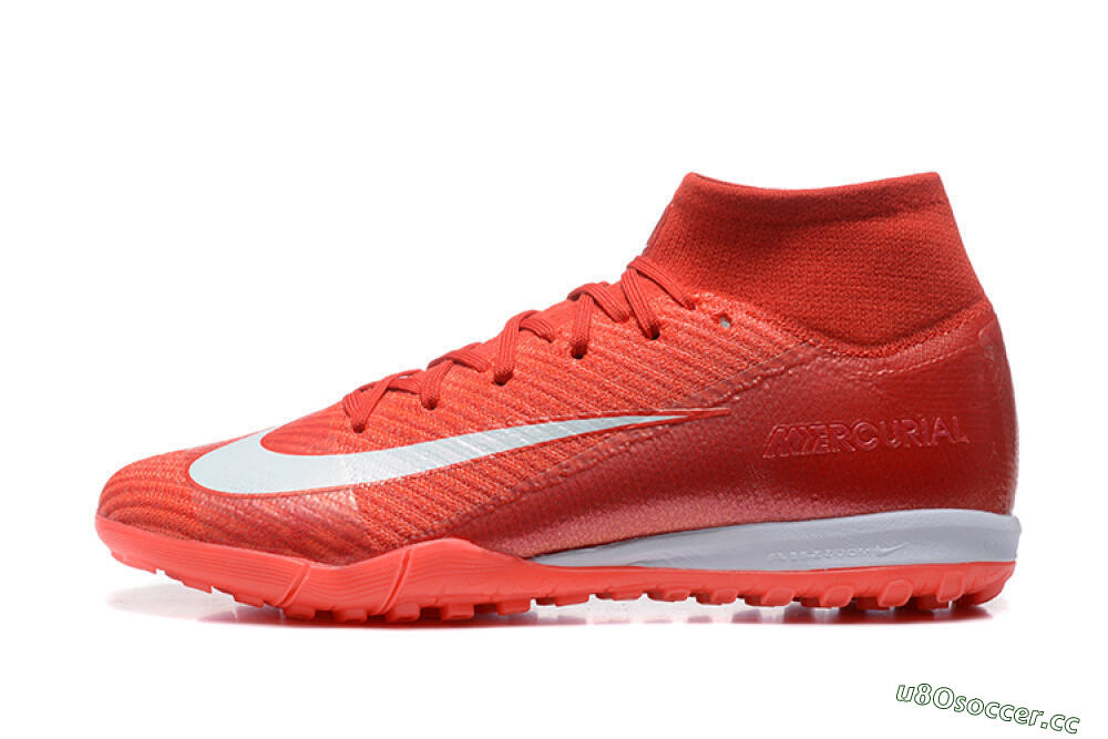 Men's Nike Air Zoom Mercurial Superfly 10 Elite TF Artificial Turf High-Tops Football Shoes - Red/White 0