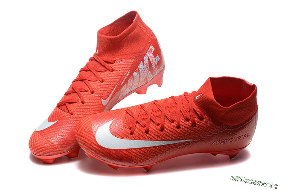 Men's Nike Air Zoom Mercurial Superfly 10 Elite FG Firm Ground High-Tops Football Boots - Red/White 6