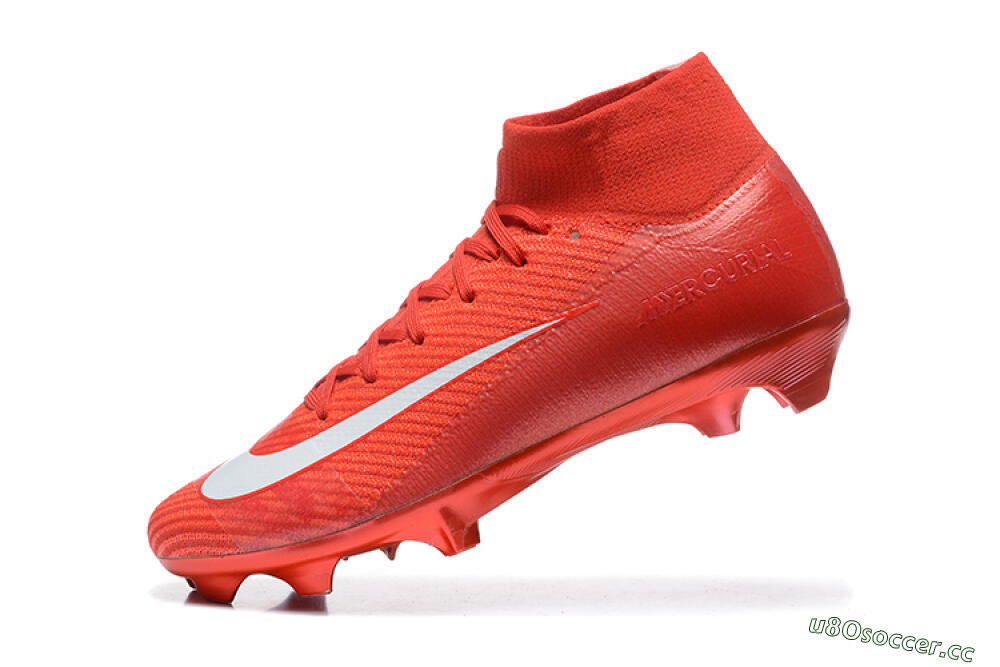 Men's Nike Air Zoom Mercurial Superfly 10 Elite FG Firm Ground High-Tops Football Boots - Red/White 8
