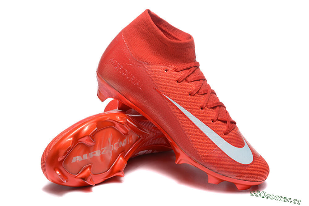 Men's Nike Air Zoom Mercurial Superfly 10 Elite FG Firm Ground High-Tops Football Boots - Red/White 4