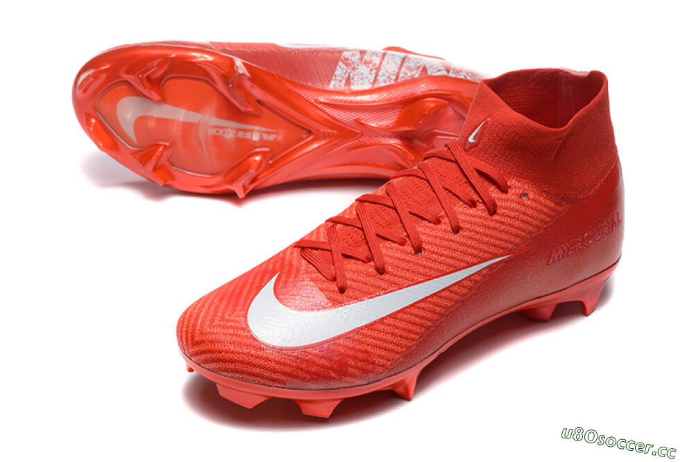 Men's Nike Air Zoom Mercurial Superfly 10 Elite FG Firm Ground High-Tops Football Boots - Red/White 3