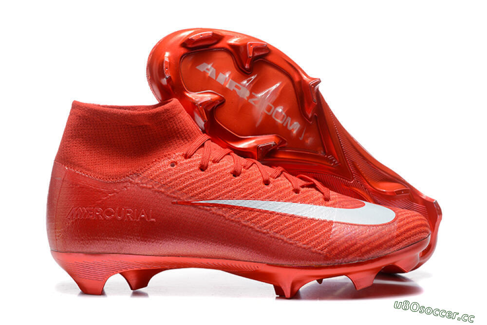 Men's Nike Air Zoom Mercurial Superfly 10 Elite FG Firm Ground High-Tops Football Boots - Red/White 2