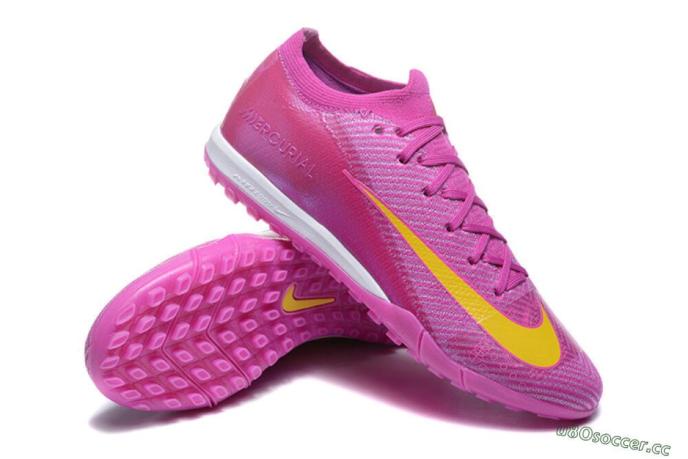 Men's Nike Air Zoom Mercurial Vapor 16 Elite TF Artificial Turf Low-Tops Football Shoes - Pink/Yellow/White 4