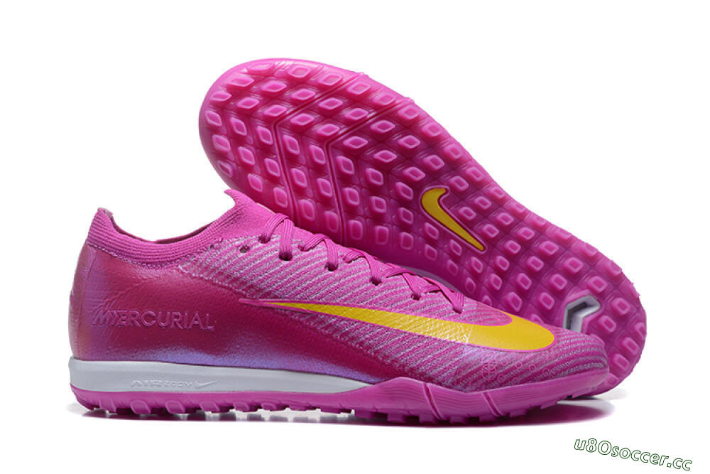 Men's Nike Air Zoom Mercurial Vapor 16 Elite TF Artificial Turf Low-Tops Football Shoes - Pink/Yellow/White 2
