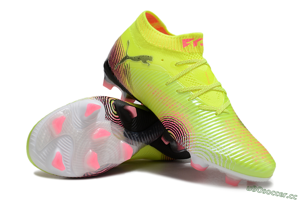 Men's Puma Future 8 Ultimate FG Firm Ground Low-Tops Football Boots - Yellow/Pink/Black 3