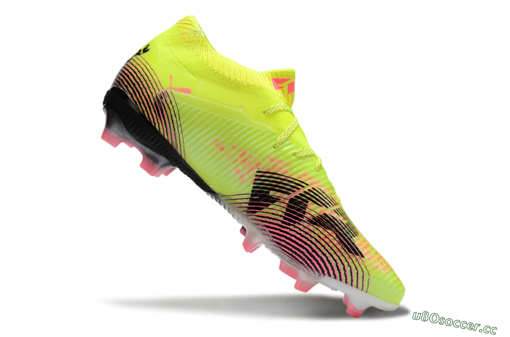 Men's Puma Future 8 Ultimate FG Firm Ground Low-Tops Football Boots - Yellow/Pink/Black 4