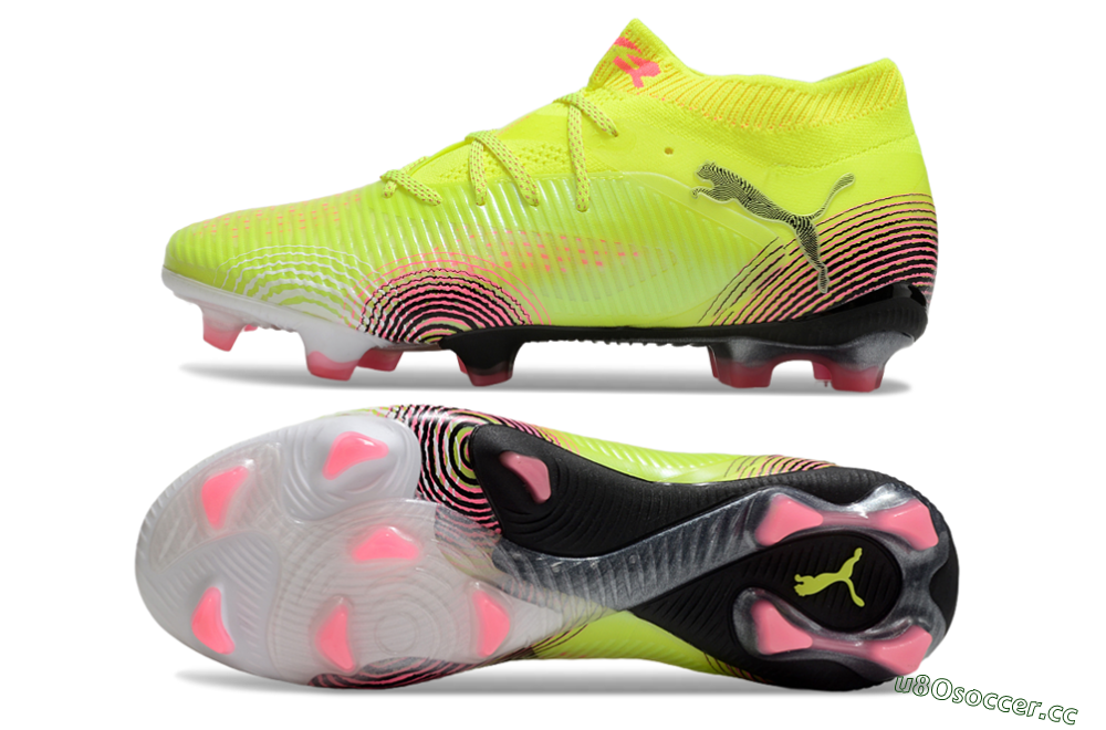 Men's Puma Future 8 Ultimate FG Firm Ground Low-Tops Football Boots - Yellow/Pink/Black 1