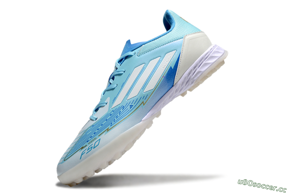 Men's Adidas F50 Pro TF Artificial Turf Low-Tops Football Shoes - Jade/White/Beige 5