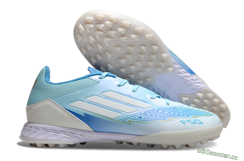 Men's Adidas F50 Pro TF Artificial Turf Low-Tops Football Shoes - Jade/White/Beige 2