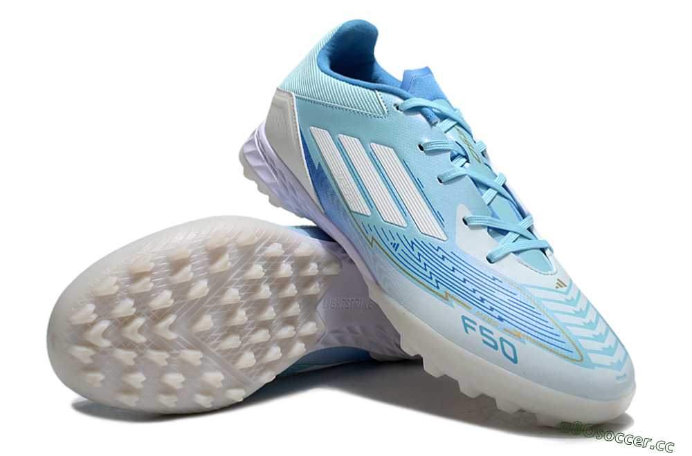 Men's Adidas F50 Pro TF Artificial Turf Low-Tops Football Shoes - Jade/White/Beige 3
