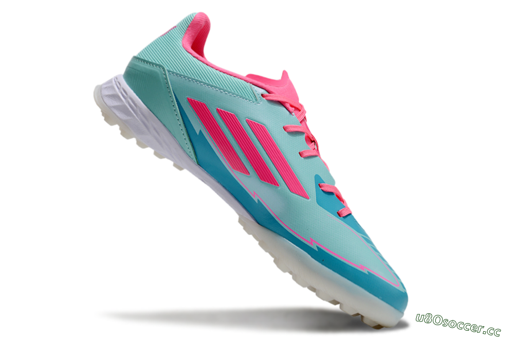 Men's Adidas F50 Pro TF Artificial Turf Low-Tops Football Shoes - Jade/Pink/White 4