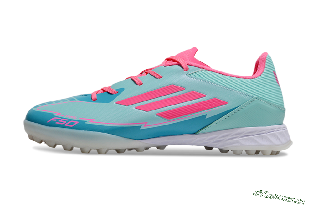 Men's Adidas F50 Pro TF Artificial Turf Low-Tops Football Shoes - Jade/Pink/White 0