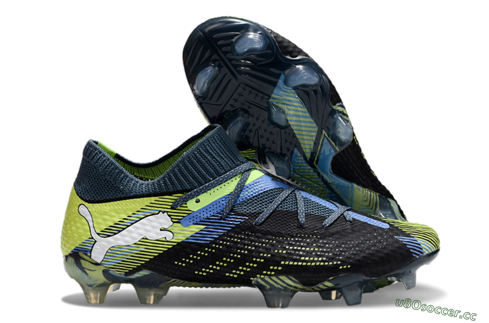 Men's Puma Future Ultimate FG Firm Ground Low-Tops Football Boots - Black/Yellow/Blue 2