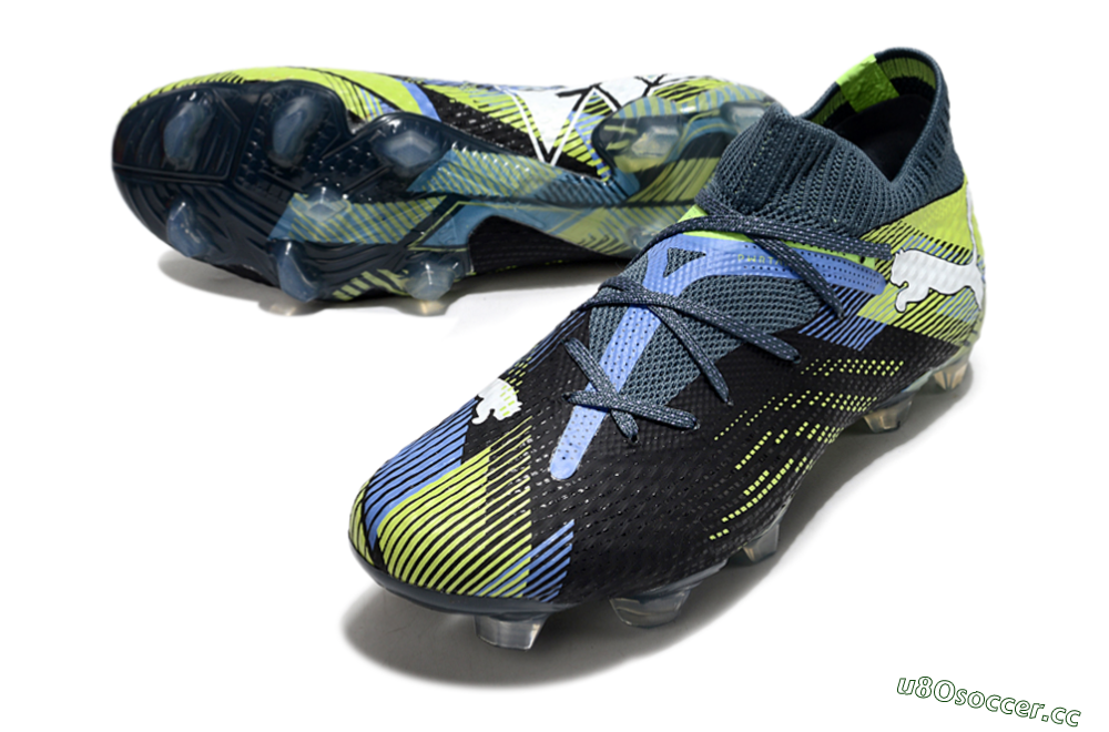 Men's Puma Future Ultimate FG Firm Ground Low-Tops Football Boots - Black/Yellow/Blue 3