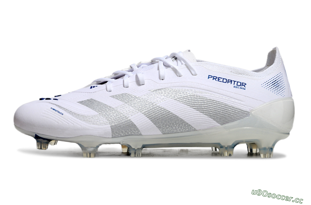 Unisex Adidas Predator Elite 25 FG Firm Ground Low-Tops Football Boots - White/Blue/Silver 0