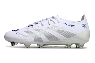 Unisex Adidas Predator Elite 25 FG Firm Ground Low-Tops Football Boots - White/Blue/Silver