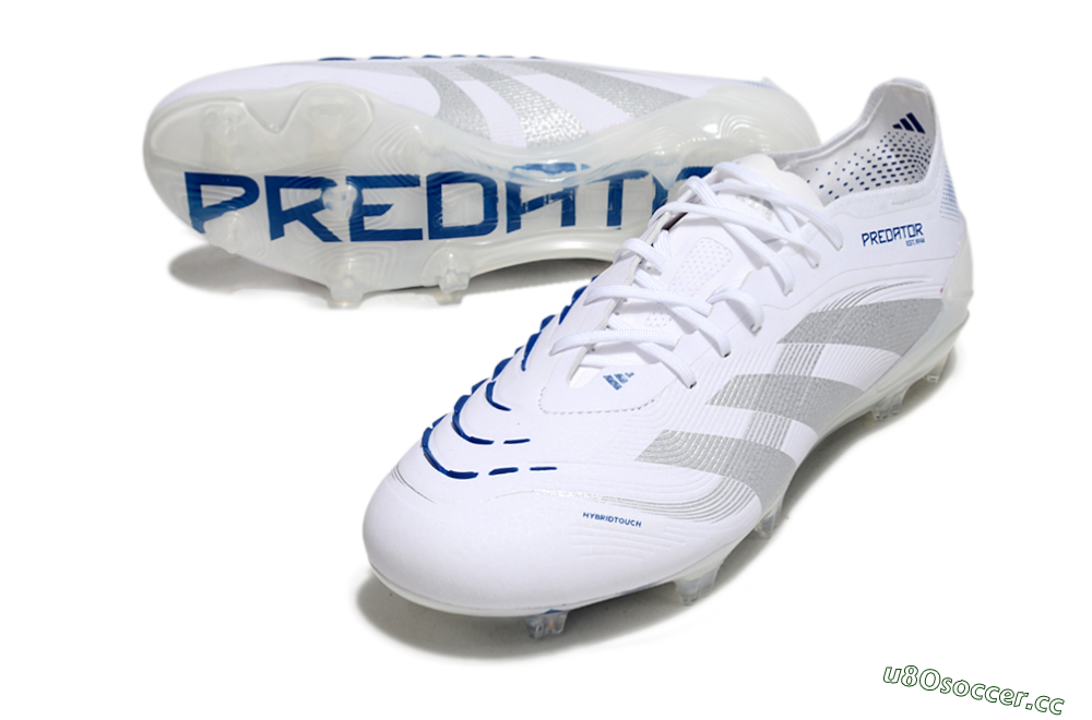 Unisex Adidas Predator Elite 25 FG Firm Ground Low-Tops Football Boots - White/Blue/Silver 3