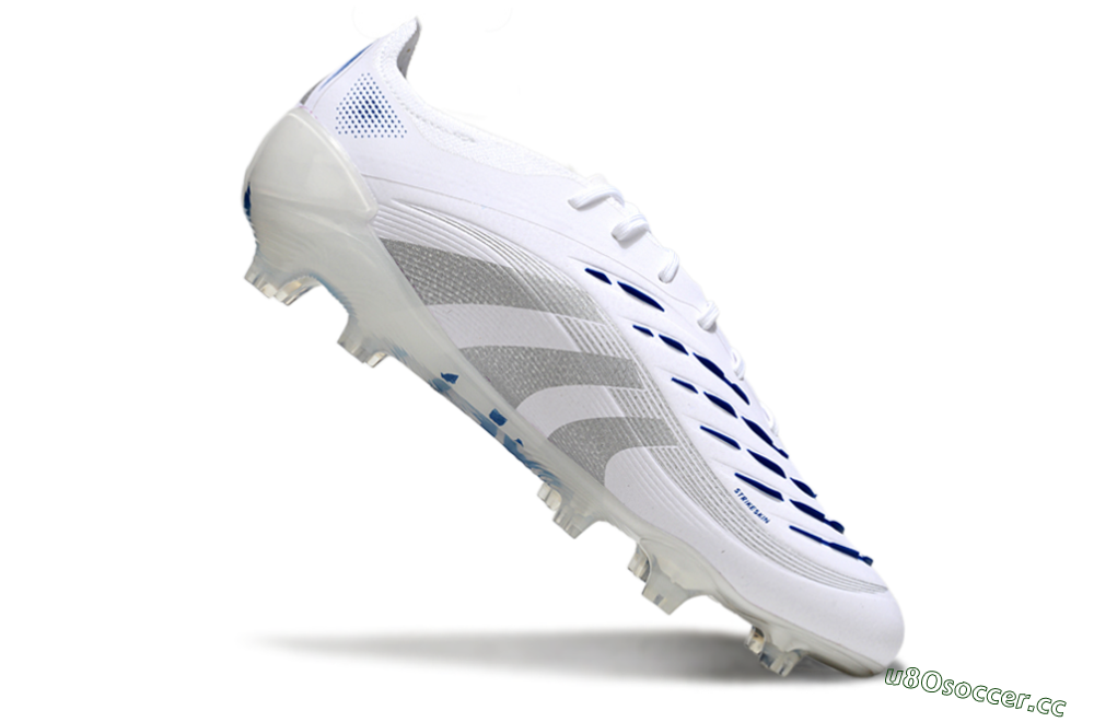 Unisex Adidas Predator Elite 25 FG Firm Ground Low-Tops Football Boots - White/Blue/Silver 4