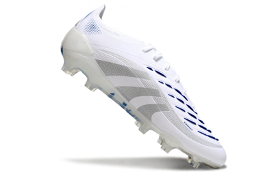 Unisex Adidas Predator Elite 25 FG Firm Ground Low-Tops Football Boots - White/Blue/Silver