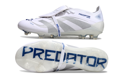 Unisex Adidas Predator Elite 25 Foldover Tongue FG Firm Ground Low-Tops Football Boots - White/Blue/Silver