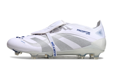 Unisex Adidas Predator Elite 25 Foldover Tongue FG Firm Ground Low-Tops Football Boots - White/Blue/Silver