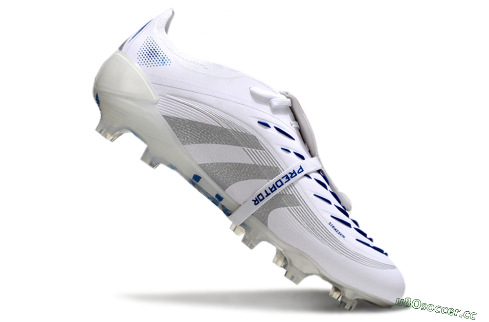 Unisex Adidas Predator Elite 25 Foldover Tongue FG Firm Ground Low-Tops Football Boots - White/Blue/Silver 4