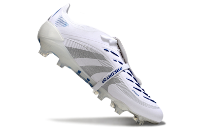 Unisex Adidas Predator Elite 25 Foldover Tongue FG Firm Ground Low-Tops Football Boots - White/Blue/Silver